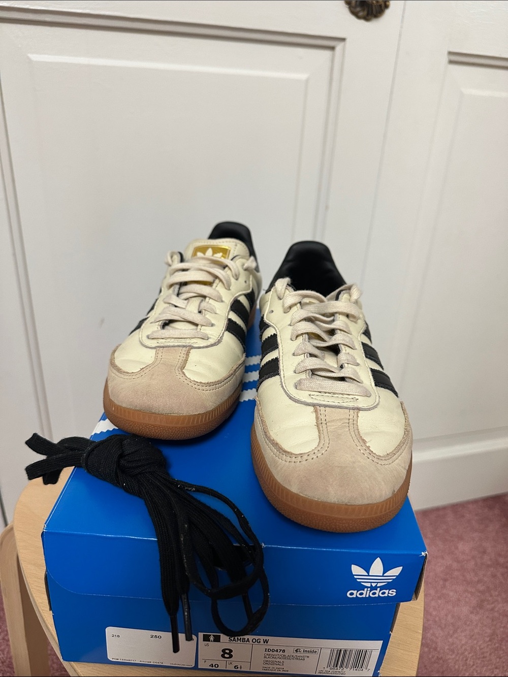 adidas Samba OG Cream with Black Stripes and Gum Sole